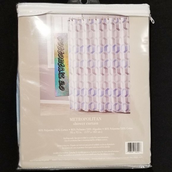 SKL Home Shower Curtain Metropolitan 70" x 72" White/Gray/Blue -New in Package - Picture 3 of 4